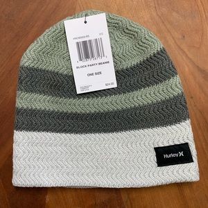 Hurley Block Party Green and Gray Woven Beanie